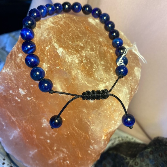 NWT UNISEX BLUE TIGER EYE BEADED ADJUSTABLE TO FIT OTTO MEN AND WOMEN - Picture 11 of 13